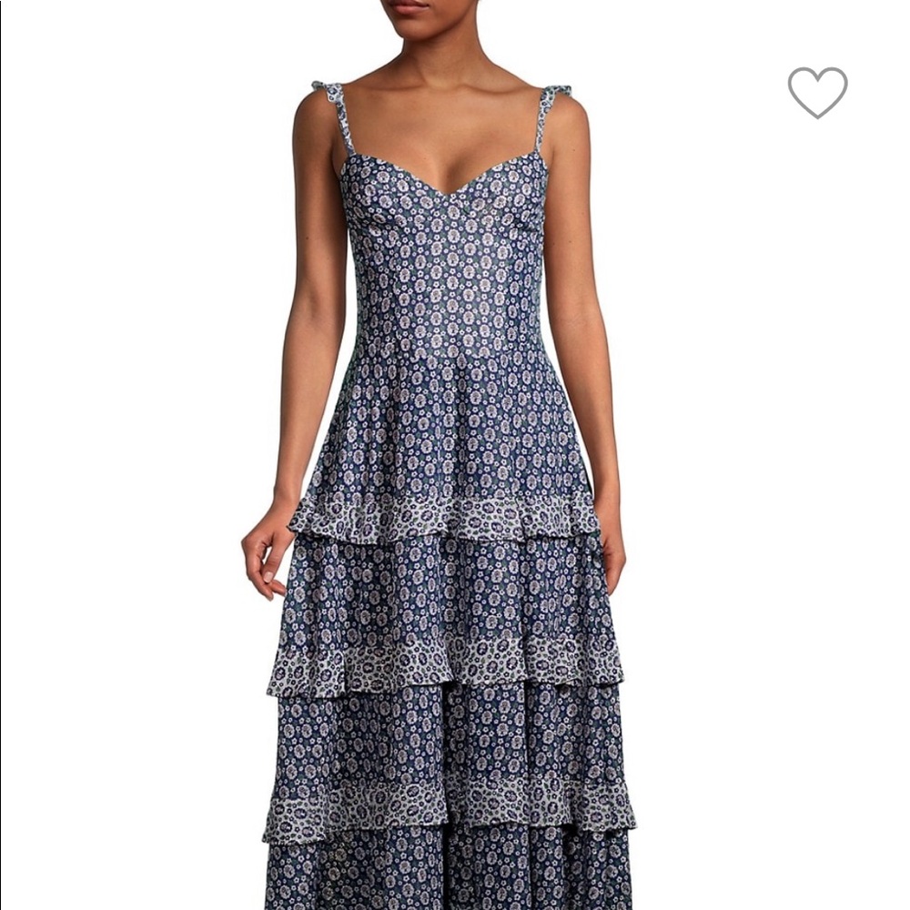 Rebecca Taylor Petula Floral Ruffle Midi Dress